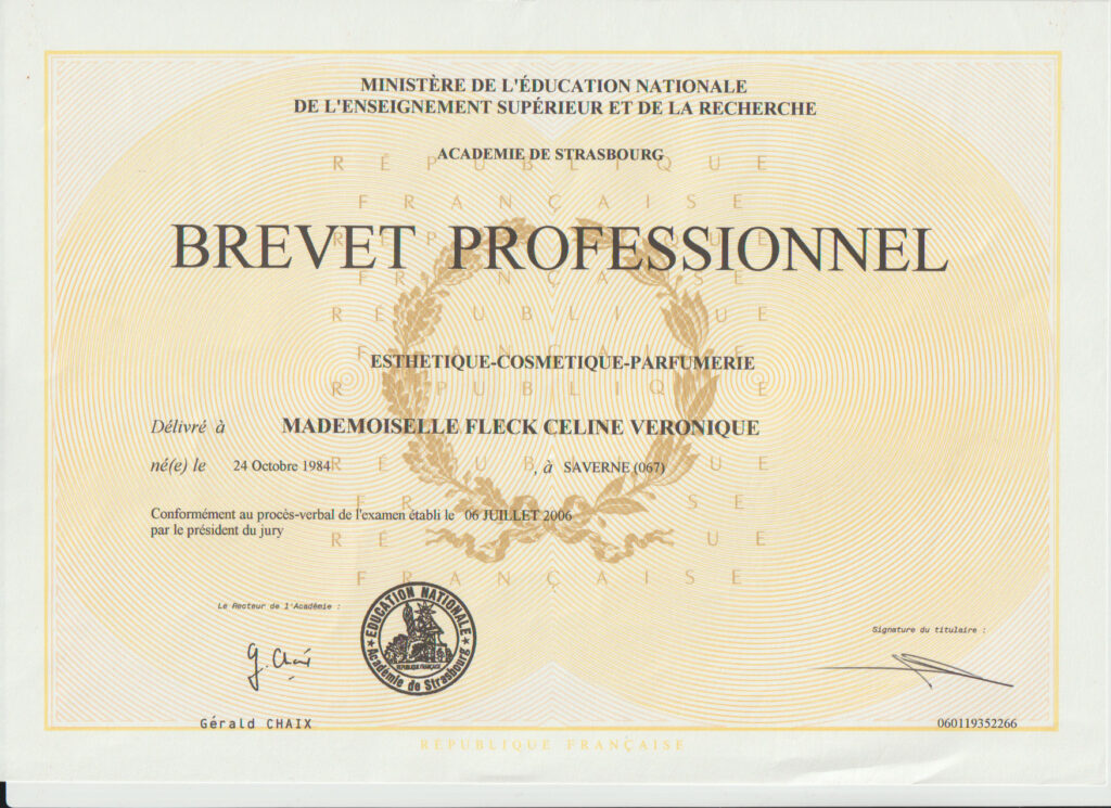 Brevet Professionnel En Esthétique de Céline