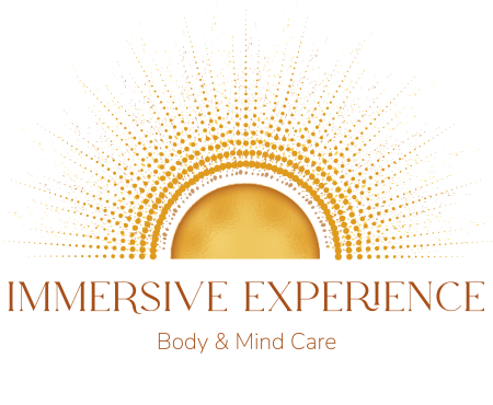 Logo d’Immersive Experience avec un soleil, illustrant le concept de soins de bien-être corps et esprit.